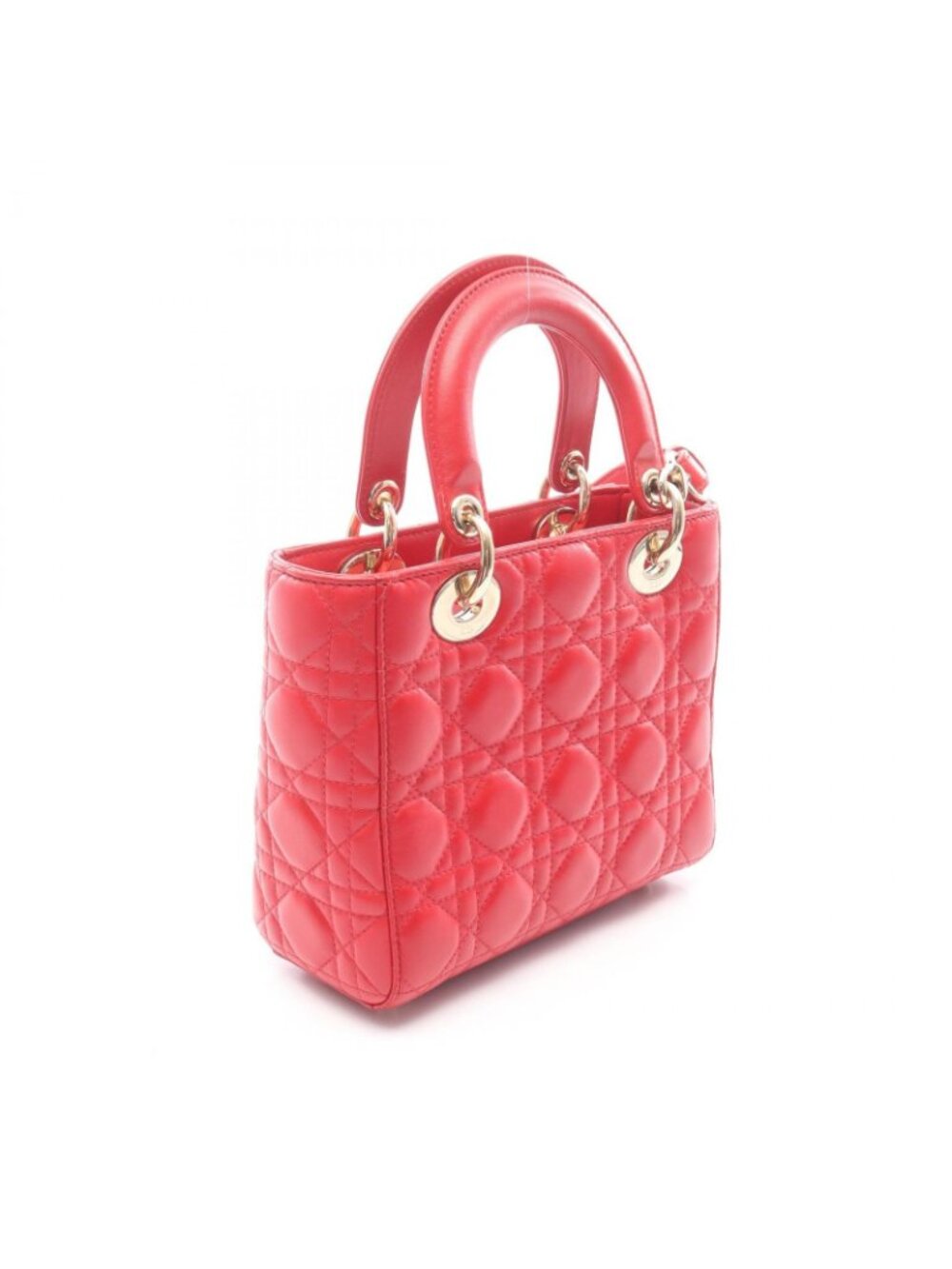 Dior Handbag Lady Dior MY Abcdior 2-Way Red Leather Cannage Tote Small - Picture 2 of 12